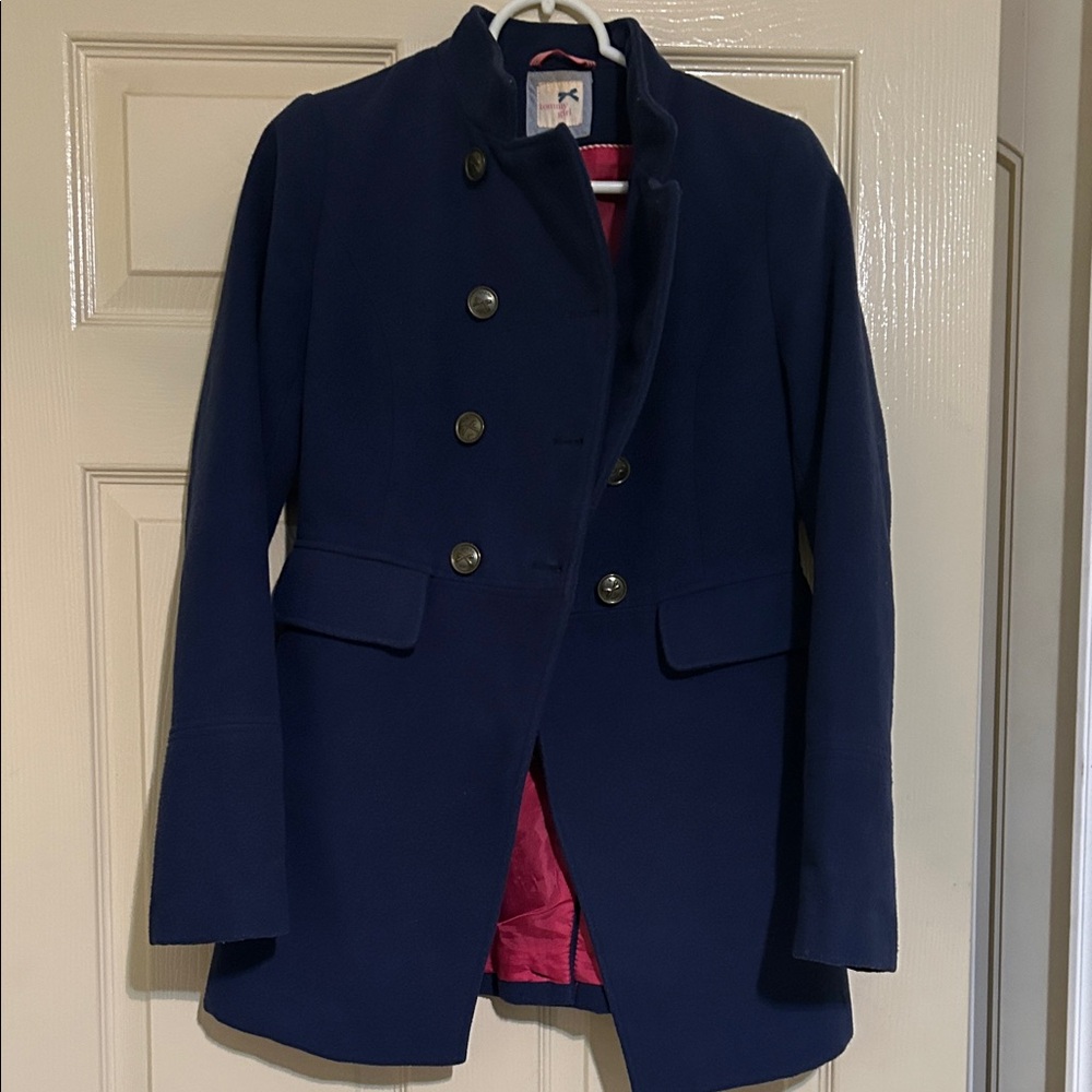 Tommy Hilfiger Dark Blue Pea Coat with Red Lining